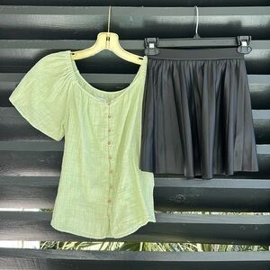 Zara Faux Leather Skirt & Top